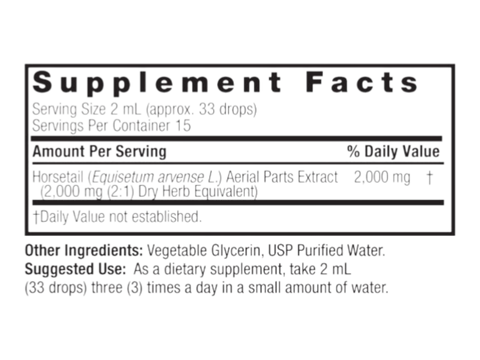 Nature's Answer Horsetail Herb Extract 30ml supplement facts and directions