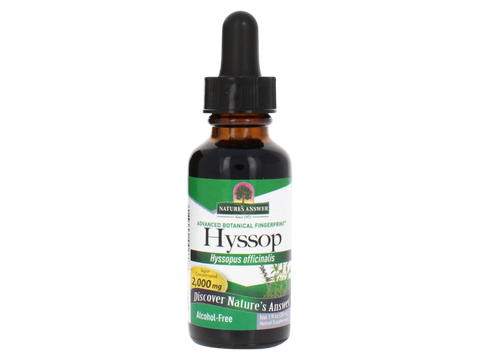 Nature's Answer Alcohol-Free Hyssop Flower Extract 30ml liquid herbal supplement front label