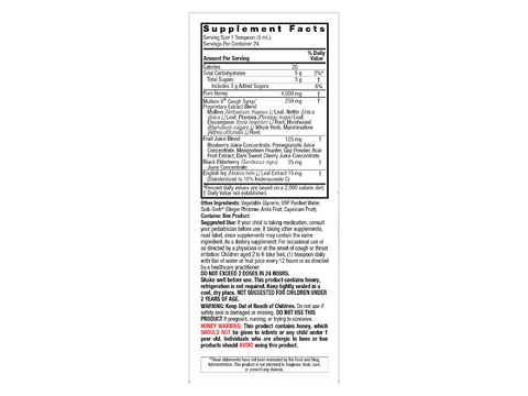Nature’s Answer Kids Mullein-X Herbal Liquid Supplement 120ml ingredient label