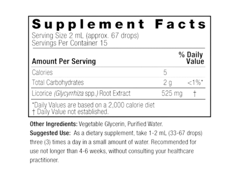 Nature’s Answer Licorice Root liquid extract supplement facts 30ml bottle