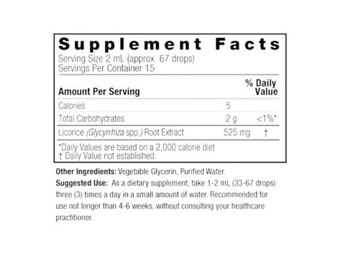 Nature’s Answer Licorice Root Liquid Extract 30ml supplement labelon a white background