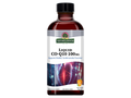 Nature’s Answer liquid CoQ10 tangerine flavour vegan supplement 240ml bottle front view on a white background.