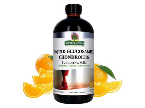 Nature's Answer Liquid Glucosamine Chondroitin MSM Orange 480ml supplement front label with orange