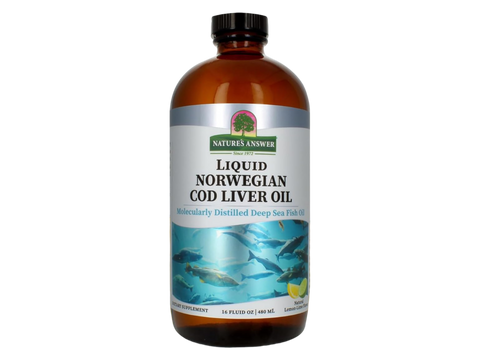 Nature’s Answer Liquid Norwegian Cod Liver Oil Lemon Lime 480ml bottle front view