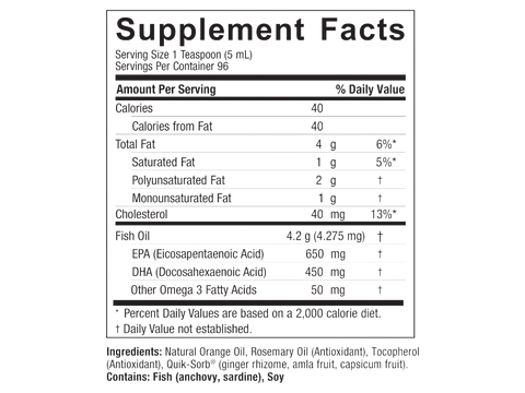Nature's Answer Liquid Omega-3 Fish Oil 480ml supplement facts and directions