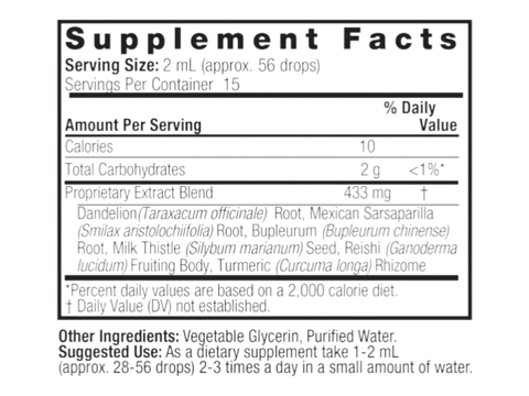 Nature’s Answer Liver Tone liquid extract supplement facts 30ml bottle
