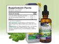Nature’s Answer Melatonin Plus Lemon Balm & Hops 60ml supplement facts labelon a light green background