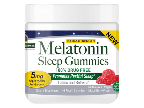 Nature’s Answer Melatonin Gummies 5mg Mixed Berry 45 gummies tub front view