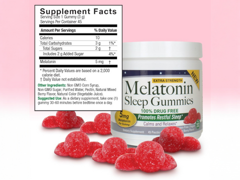 Nature’s Answer Melatonin Gummies 45 count supplement facts label