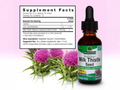 Nature’s Answer Milk Thistle supplement facts alcohol free 30ml back label on a pink background