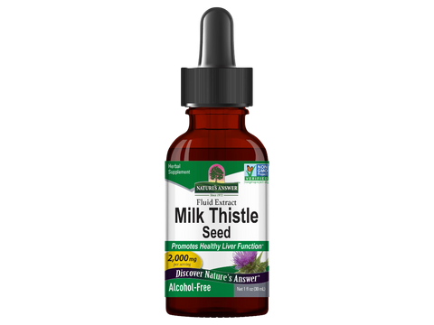 Nature’s Answer Milk Thistle alcohol free liquid extract 30ml bottle front view on a white background