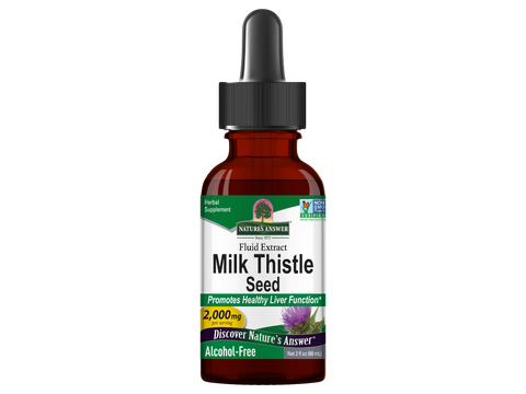 Nature’s Answer Milk Thistle Alcohol-Free Liquid Extract 60ml bottle front view on a white background