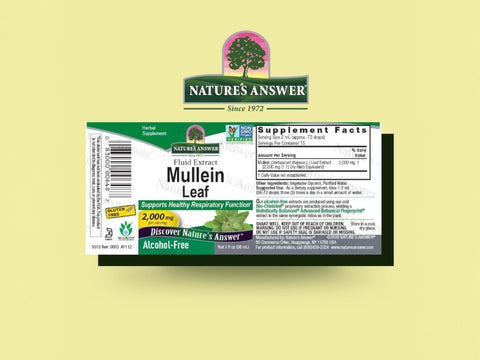 Nature’s Answer Mullein Leaf Extract alcohol-free herbal supplement 30ml barcode