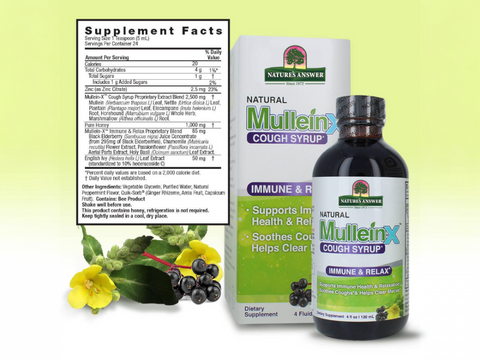 Nature’s Answer Mullein-X Herb & Honey Syrup 120ml ingredient label