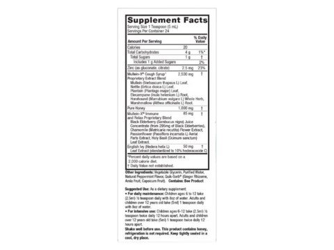 Nature’s Answer Mullein Leaf Herbal Liquid Supplement with Honey 120ml