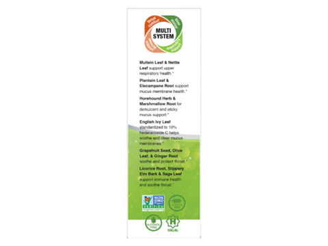 Nature’s Answer Mullein-X Throat Spray 60ml supplement labelon a white background