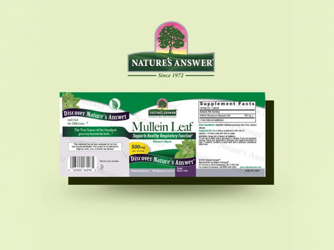 Nature's Answer Mullein Leaf Vegan Capsules 90 count barcode packaging