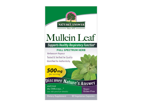 Nature's Answer Mullein Leaf Vegan Capsules 90 count supplement front  box label