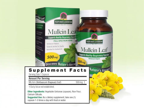 Nature's Answer Mullein Leaf Capsules 90 supplement facts and directions