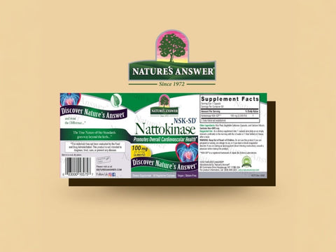 Nature’s Answer Nattokinase Enzyme Capsules – 60 Vegetarian Capsules product barcode on bottle packaging