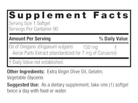 Nature's Answer Oil of Oregano Softgels 90 count supplement facts and directions