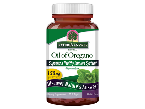 Nature's Answer Oil of Oregano Softgels 150mg 90 count supplement bottle front label