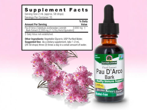 Nature’s Answer Pau D’Arco liquid extract supplement facts 30ml bottle