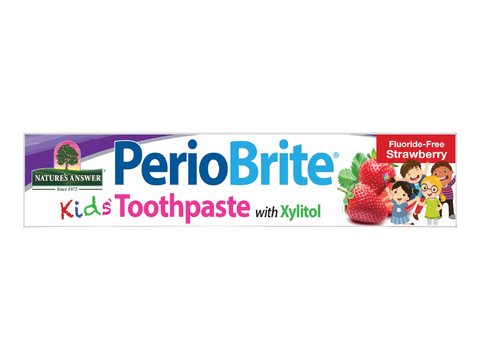 Nature’s Answer PerioBrite Kids Fluoride-Free Toothpaste Strawberry 113.4g box front view