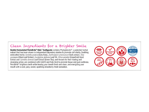 Nature’s Answer PerioBrite Kids Fluoride-Free Toothpaste Strawberry 113.4g ingredient label