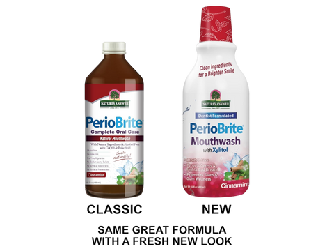 Nature’s Answer PerioBrite Cinnamint Mouthwash Alcohol-Free - 480ml. Old & new packaging