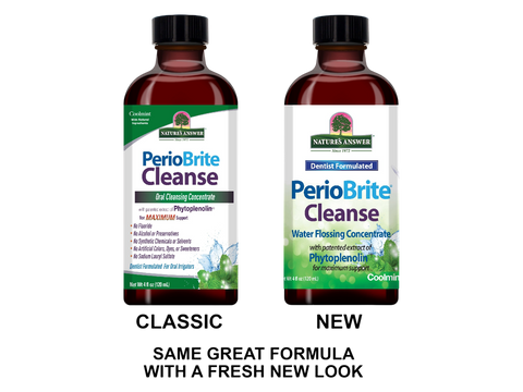 Nature’s Answer PerioBrite Cleanse Oral Concentrate - 120ml. Old & new packaging