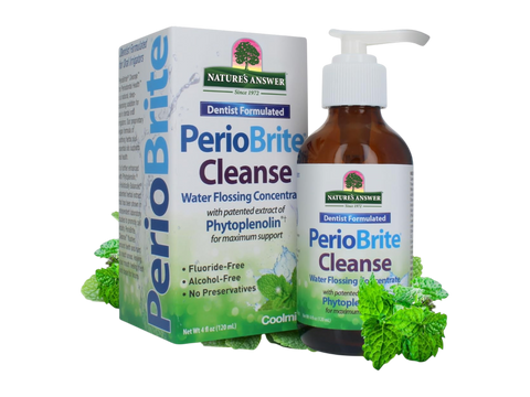 Nature’s Answer PerioBrite Cleanse oral cleansing concentrate 120ml box & bottle front view
