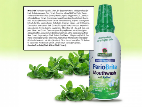 Nature’s Answer PerioBrite Cool Mint mouthwash 480ml ingredients and directions