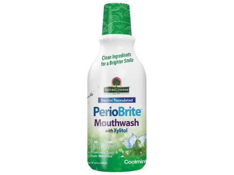Nature’s Answer PerioBrite Cool Mint alcohol-free mouthwash 480ml bottle front view