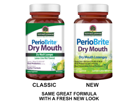 Nature’s Answer PerioBrite Dry Mouth Lozenges Lemon Lime - 100 Count. Old & new packaging