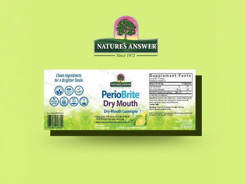 Nature’s Answer PerioBrite dry mouth lozenges lemon lime 100 count barcode