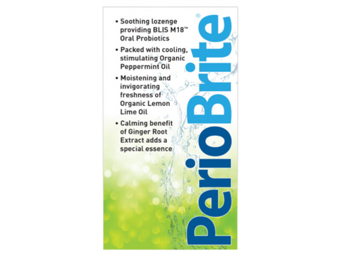 Nature’s Answer PerioBrite dry mouth lozenges lemon lime flavour 100 count box back label