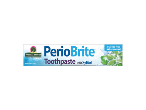 Nature’s Answer PerioBrite Whitening Toothpaste Wintermint 113.4g box front view on a white background