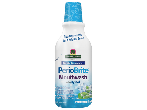 Nature’s Answer PerioBrite winter mint mouthwash alcohol free 480ml bottle front view