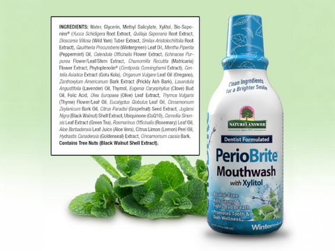 Nature’s Answer PerioBrite mouthwash ingredient panel 480ml back view