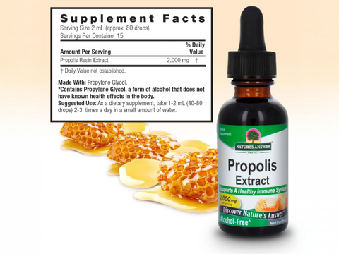 Nature’s Answer Propolis Extract alcohol-free liquid 30ml supplement facts and ingredients