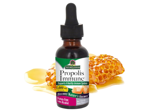 Nature’s Answer Propolis Resin Liquid Extract with Alcohol 30ml bottle front view with honeycomb