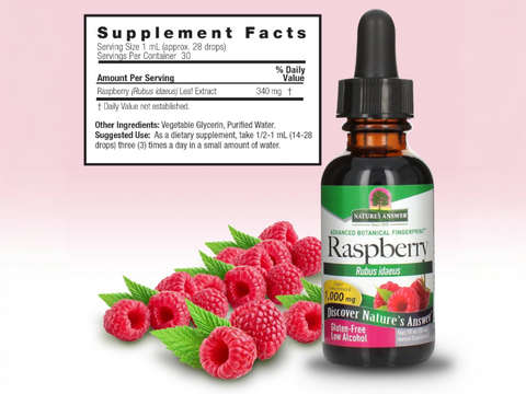 Nature's Answer Alcohol-Free Raspberry Extract 30ml supplement facts and directions