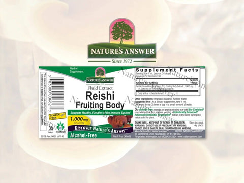 Nature's Answer Reishi Fruiting Body Alcohol-Free Extract 30ml barcode packaging