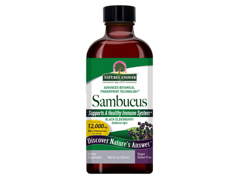 Nature’s Answer Sambucus elderberry alcohol-free liquid extract 120ml bottle front label
