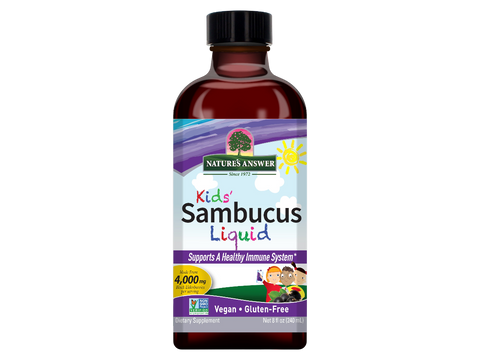 Nature’s Answer Sambucus Elderberry Kids Syrup 240ml bottle front view on a white background