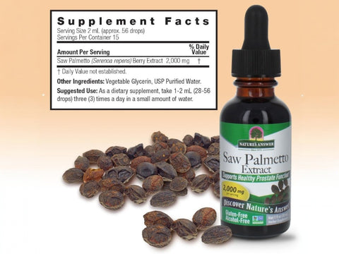 Nature’s Answer Saw Palmetto Berry Liquid Extract 30ml supplement facts label