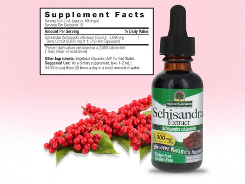 Nature’s Answer Schisandra berry liquid extract supplement facts 30ml bottle