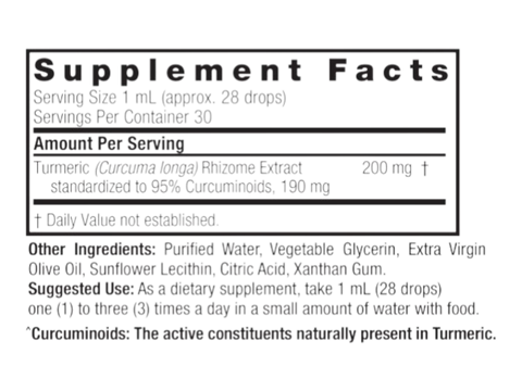Nature's Answer Turmeric-3 Liquid Extract 30ml supplement facts and directions