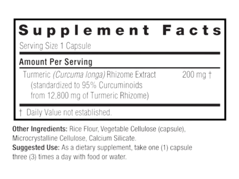 Nature's Answer Turmeric-3 Vegan Capsules 90 supplement facts and directions